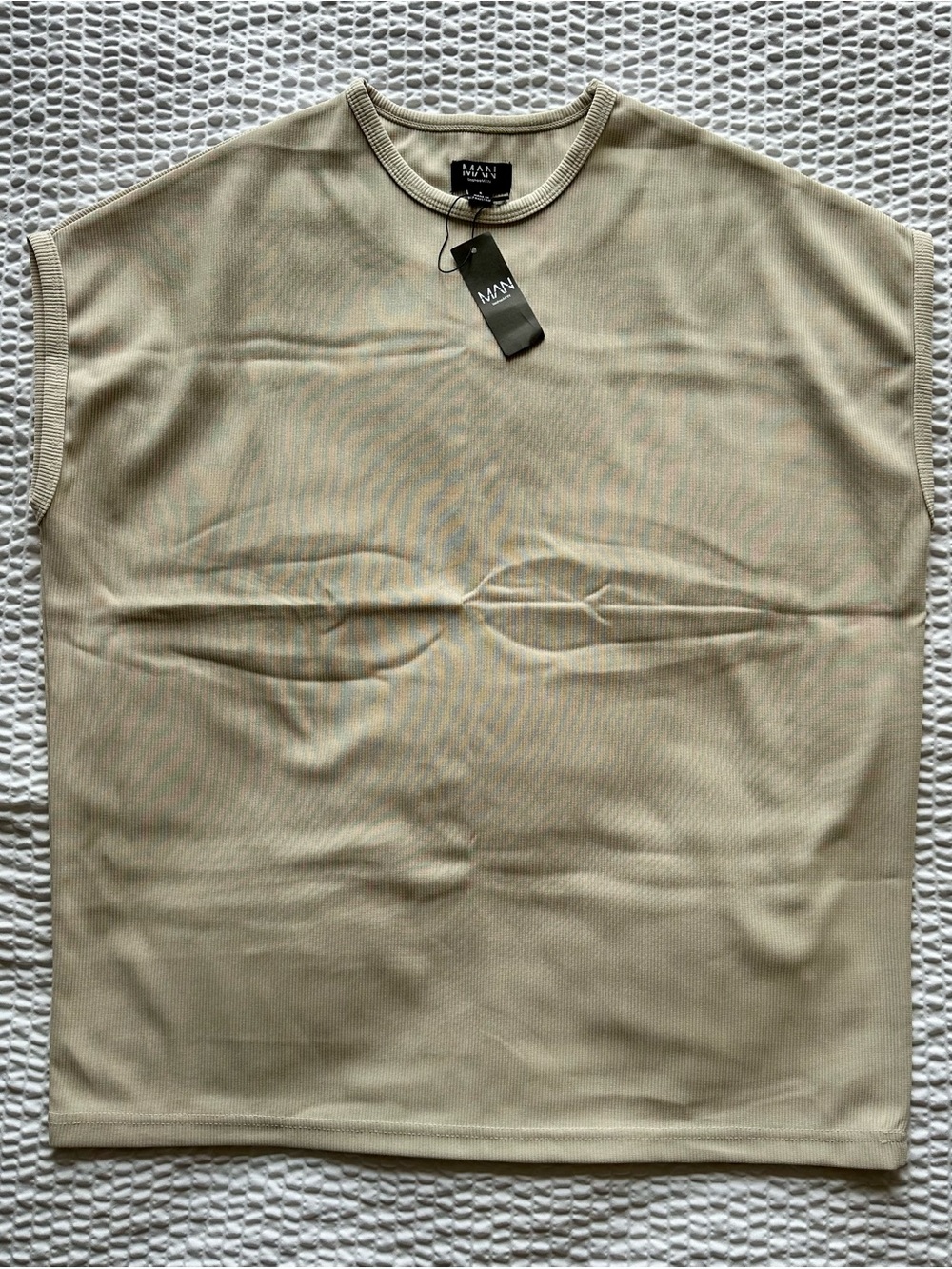 Boohoo MAN Sleeveless Tank Top in Beige